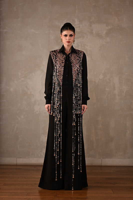 Fringe Embroidered Shirt Co-ord Set