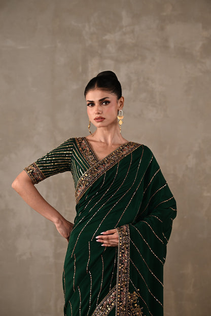 Printed Silk Saree with Embroidered Blouse