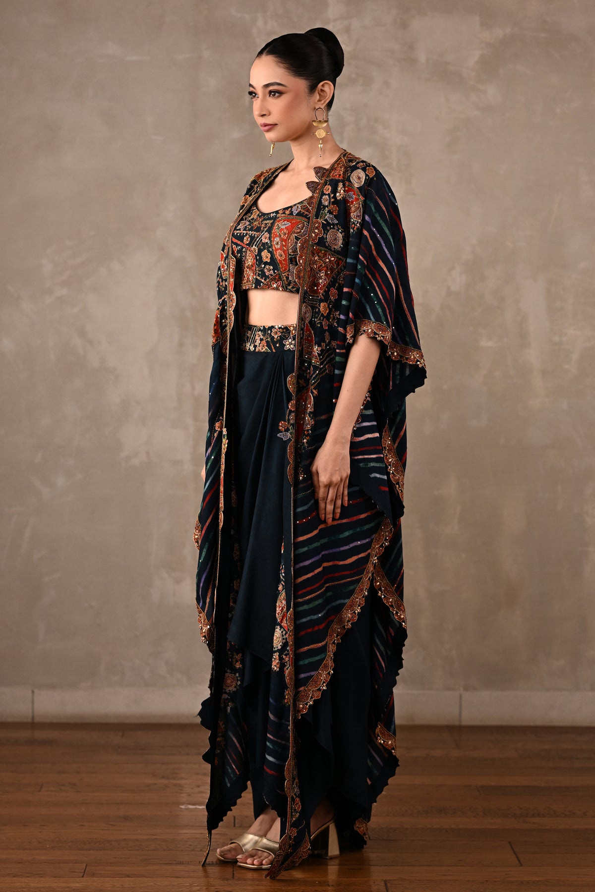 Printed Zardosi Cape Skirt Set