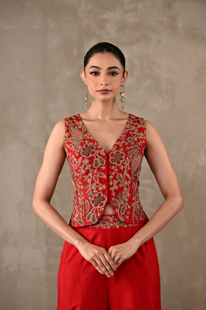 Thread Embroidered Waistcoat Co-ord Set