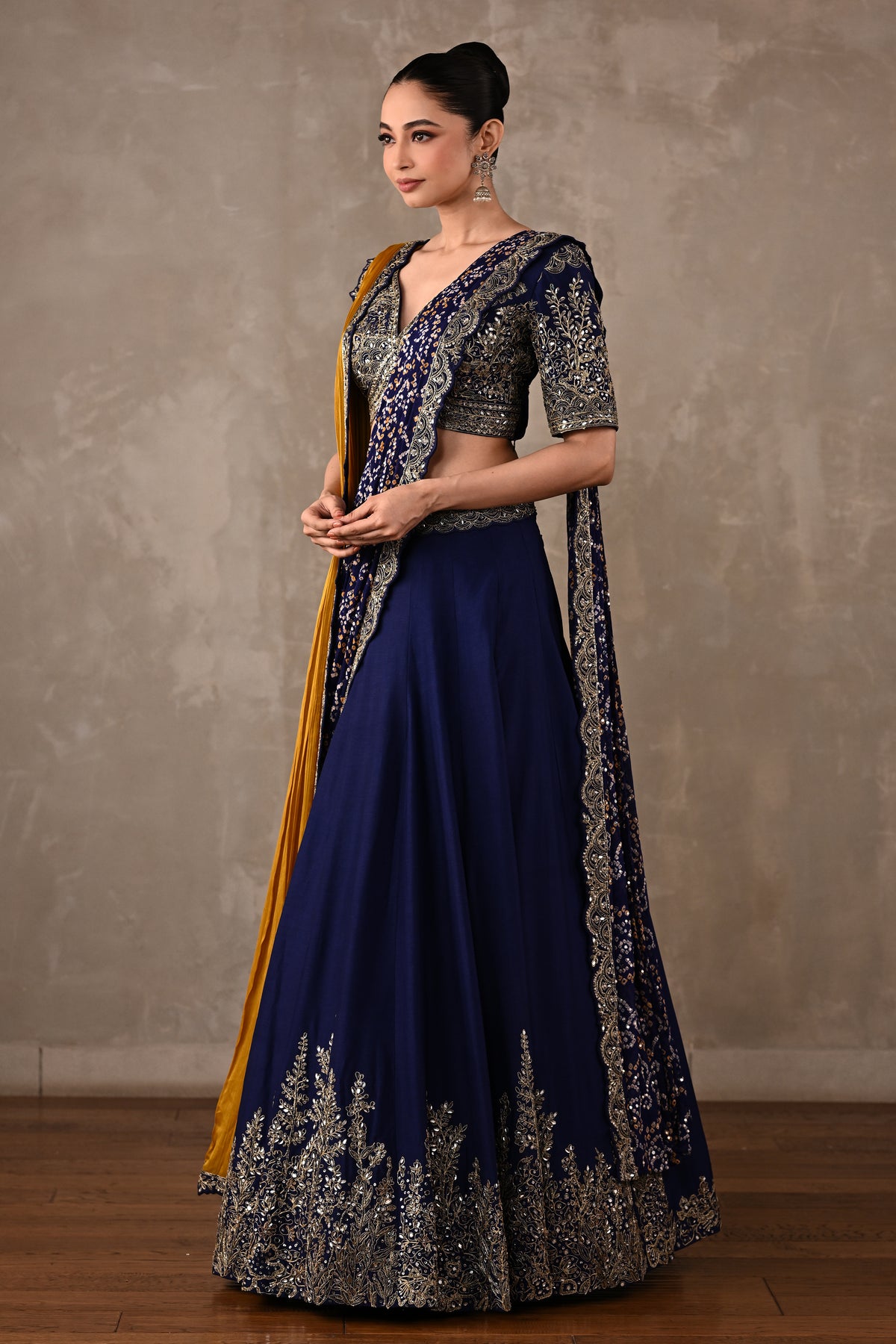 Dual Drape Bandhani Lehenga Set