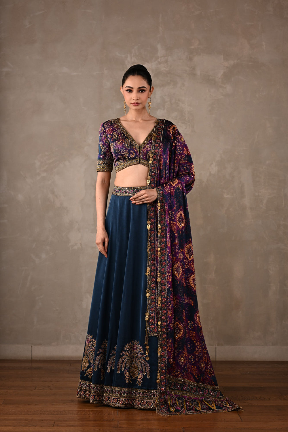 Ajrakh Satin Lehenga Set
