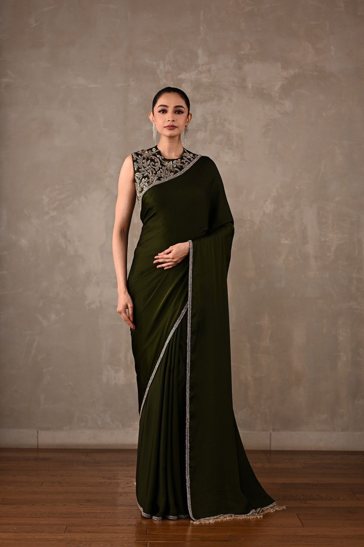 Embroidered Georgette Saree Set