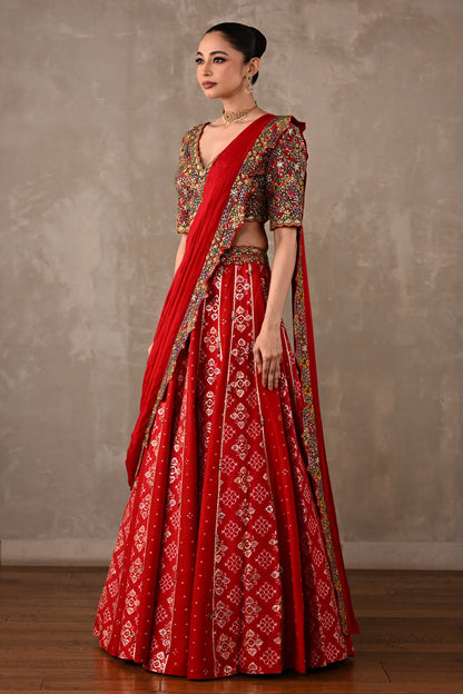 Embroidered Drape Lehenga Set