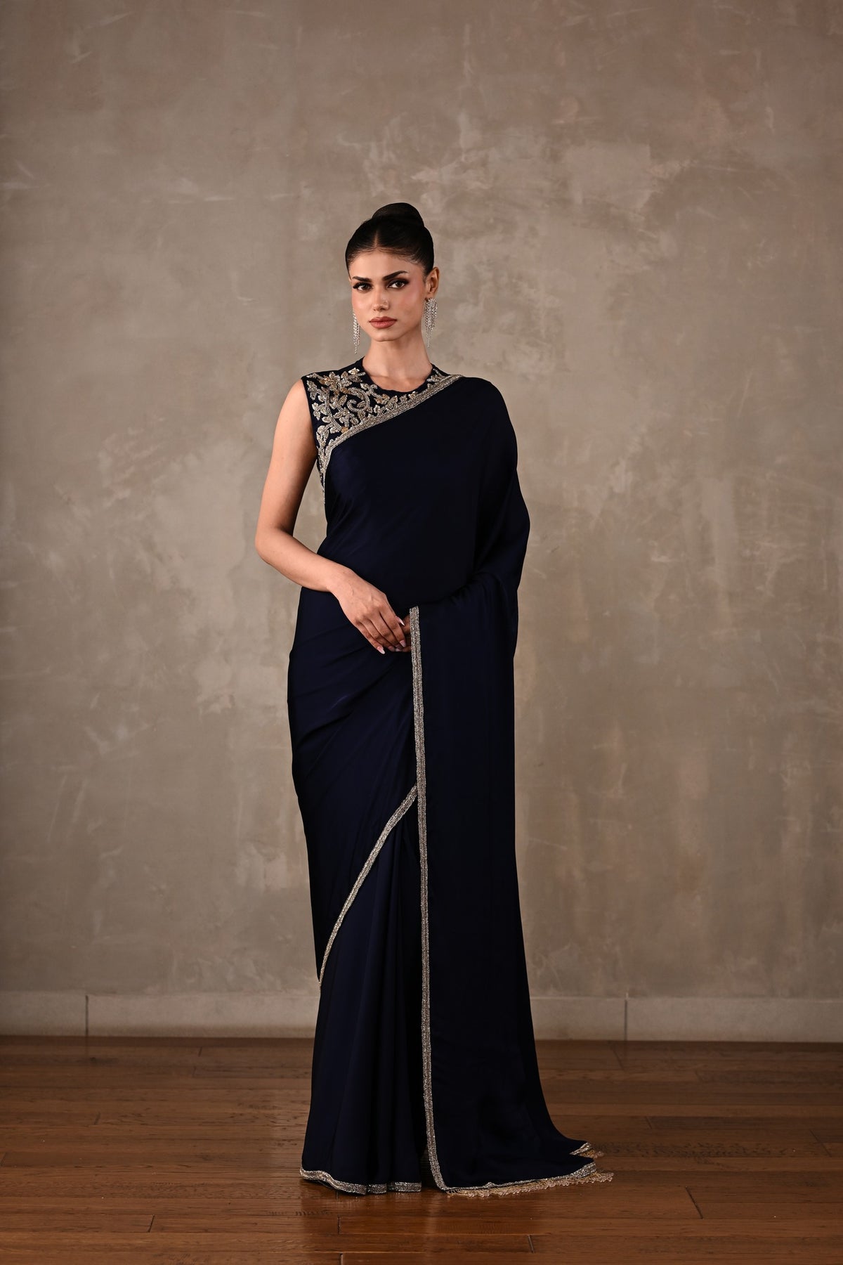 Embroidered Georgette Saree Set