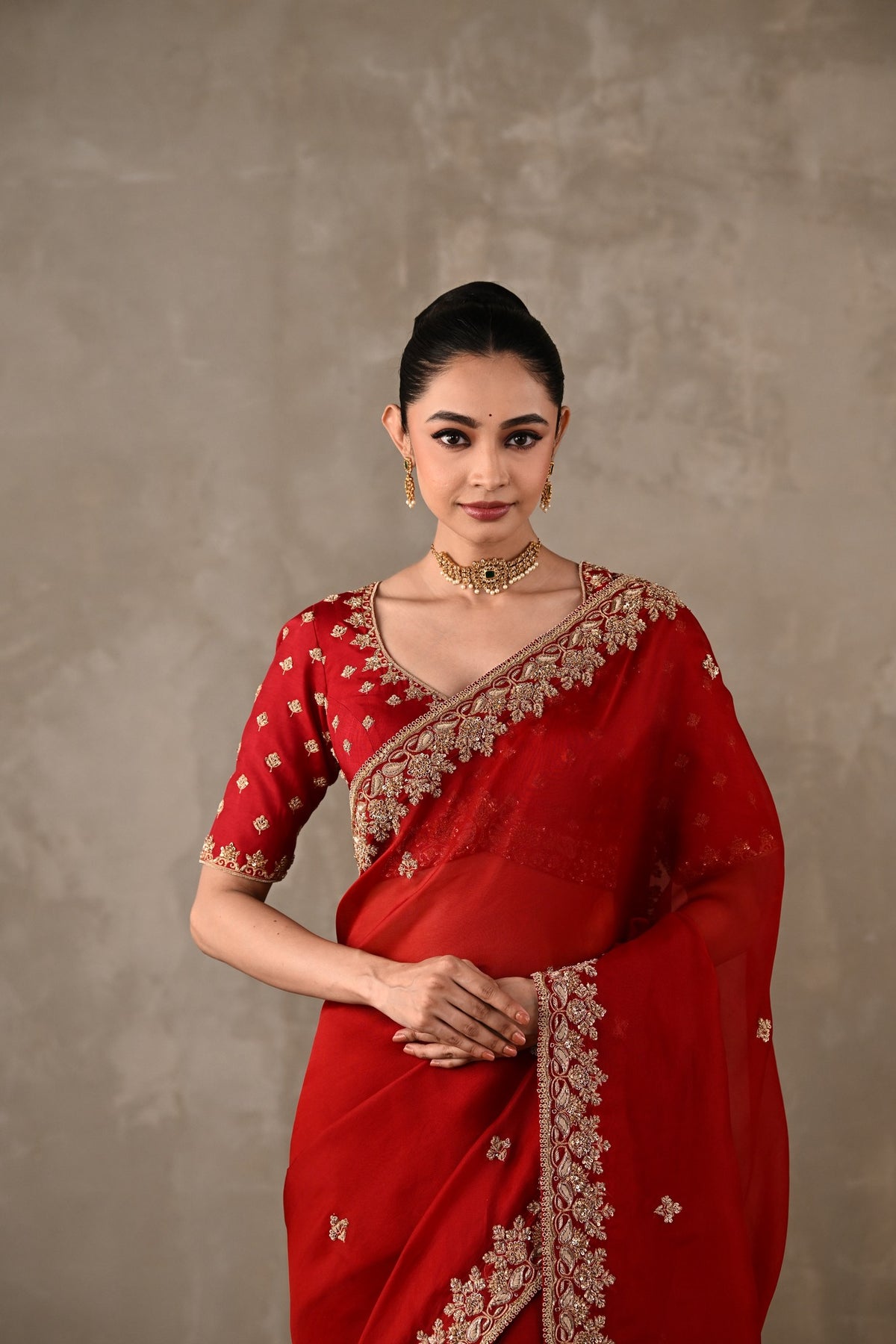 Organza Saree with Embroidered Blouse