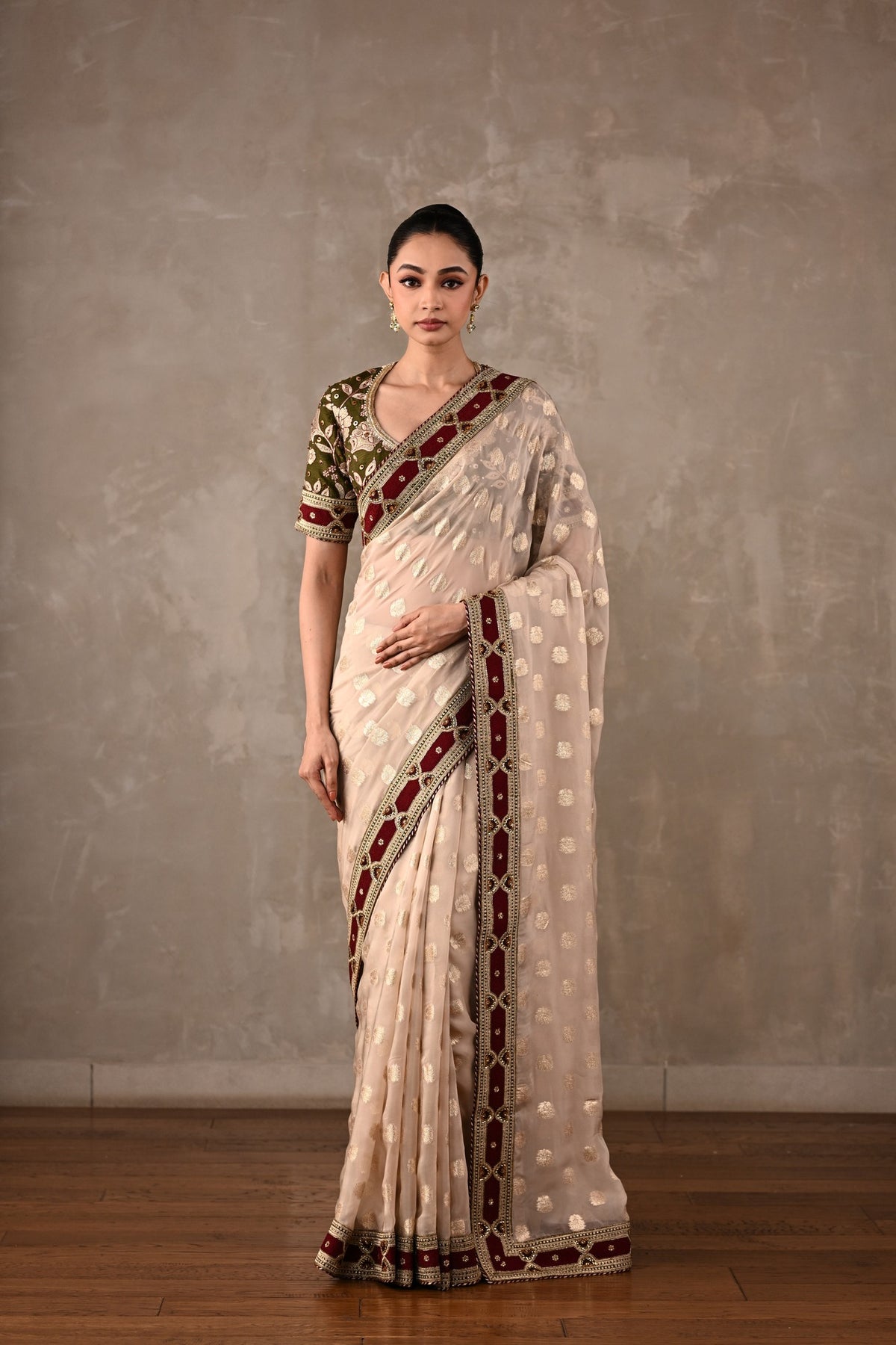 Embroidered Georgette Saree Set