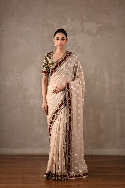 Embroidered Georgette Saree Set
