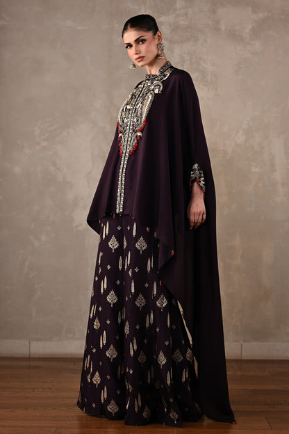 Regal Cape-Style Silk Co-Ord Set