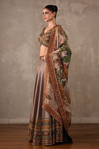 Printed Embroidered Lehenga Set