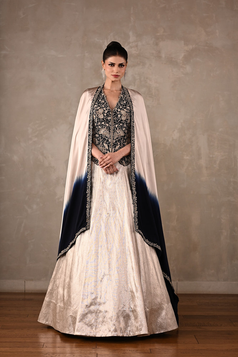 Brocade Chanderi Cape Lehenga Set