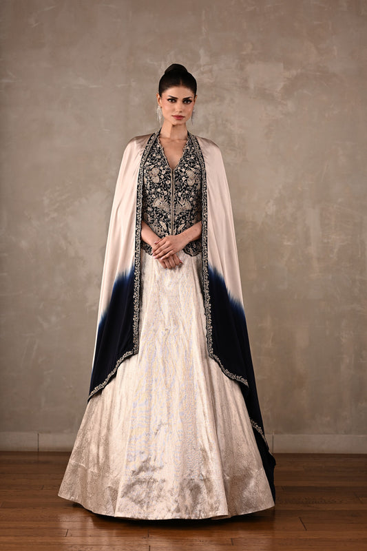 Brocade Chanderi Cape Lehenga Set
