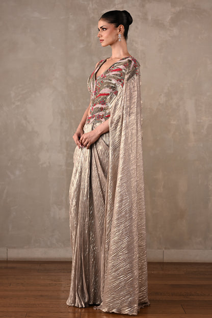 Embellished Draped Saree Ensemble