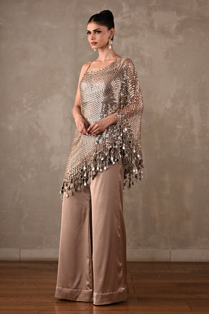 Mirror Fringe One-Shoulder Co-ord Set