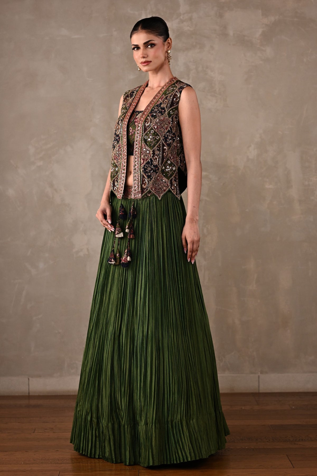Patchwork-Inspired Embroidered Lehenga Set