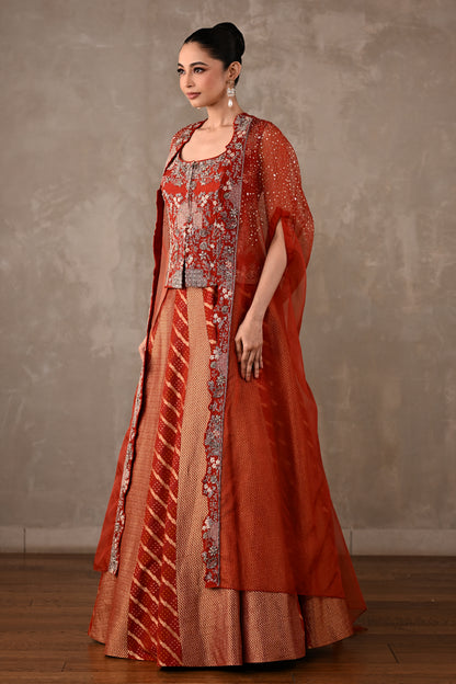 Regal Brocade Cape Lehenga Set
