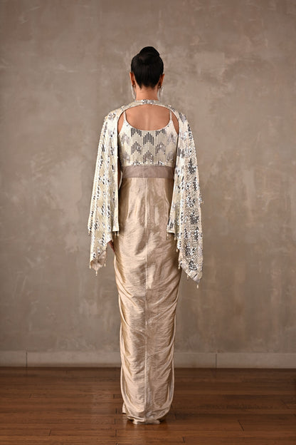 Pearl Cascade Drape Gown