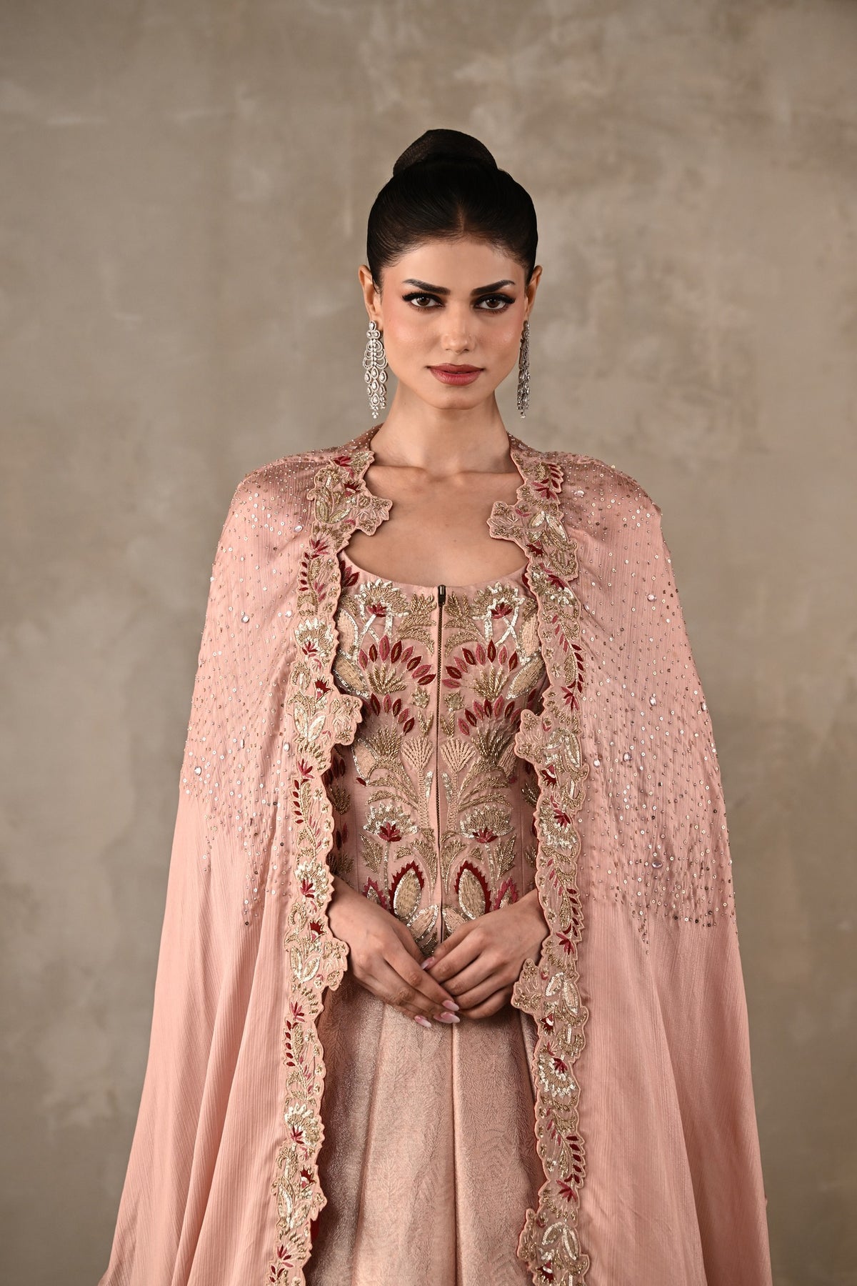 Thread Embroidered Silk Lehenga Set