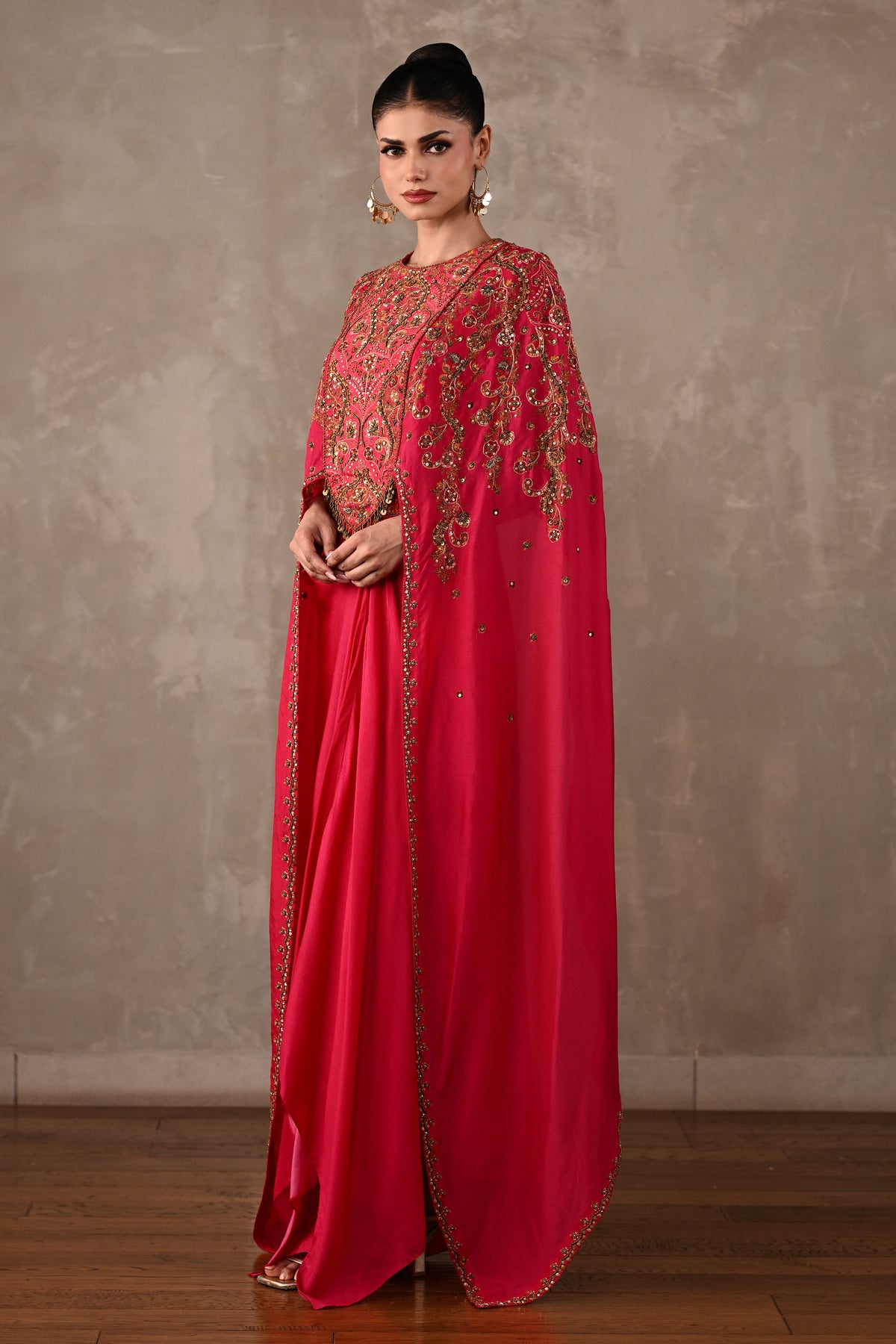 Ornate Cape-Style Silk Co-Ord Set