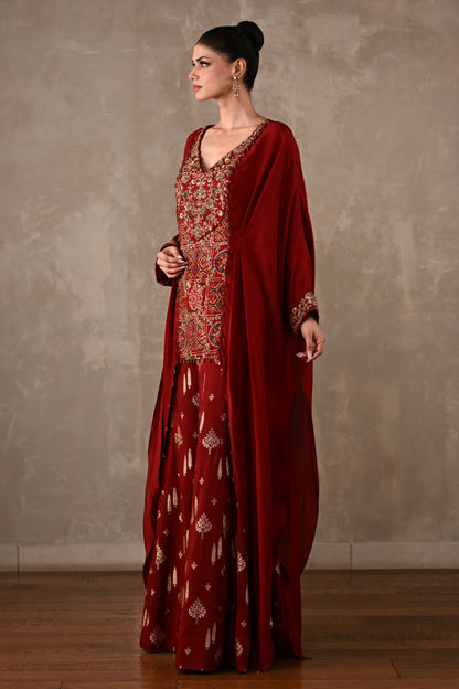 Embroidered Top & Banarasi Pants Ensemble