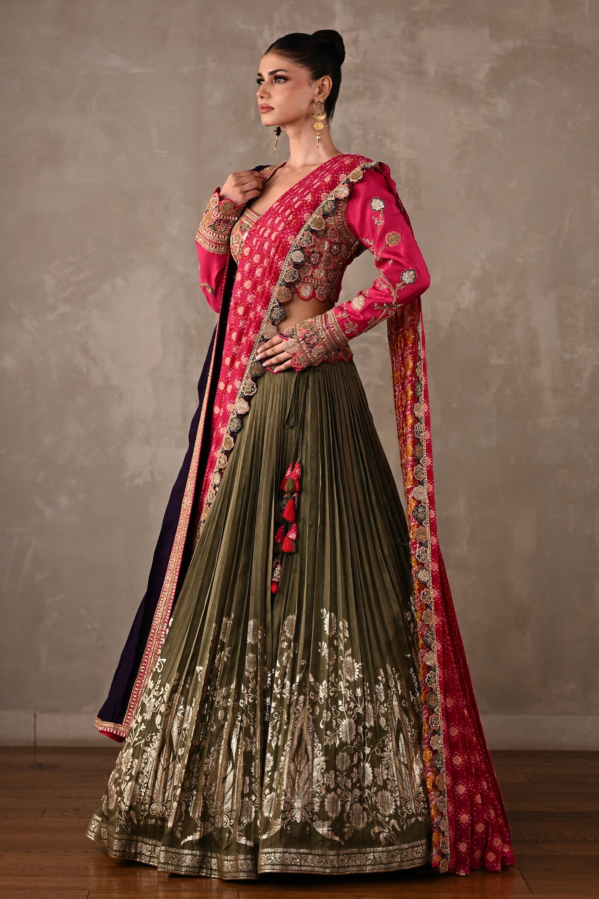 Heirloom Double Dupatta Pleated Lehenga Set