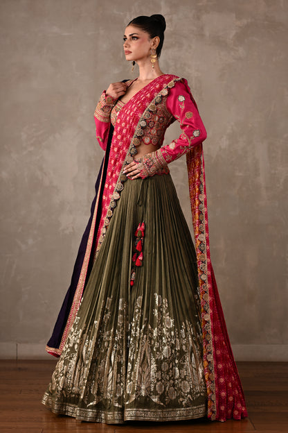 Heirloom Double Dupatta Pleated Lehenga Set
