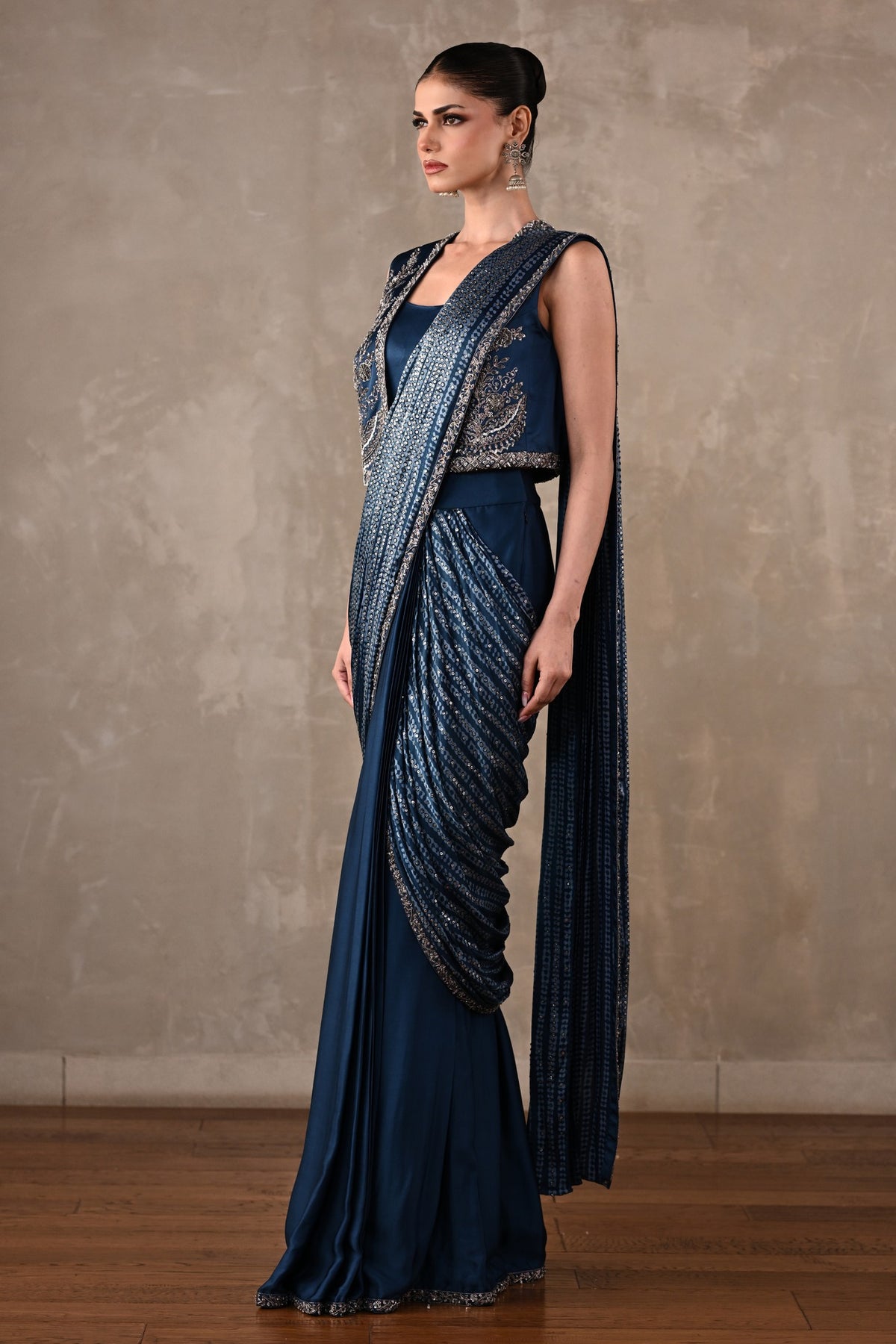 Printed Draped Saree Co-Ord Set