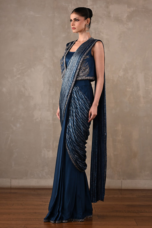 Printed Draped Saree Co-Ord Set