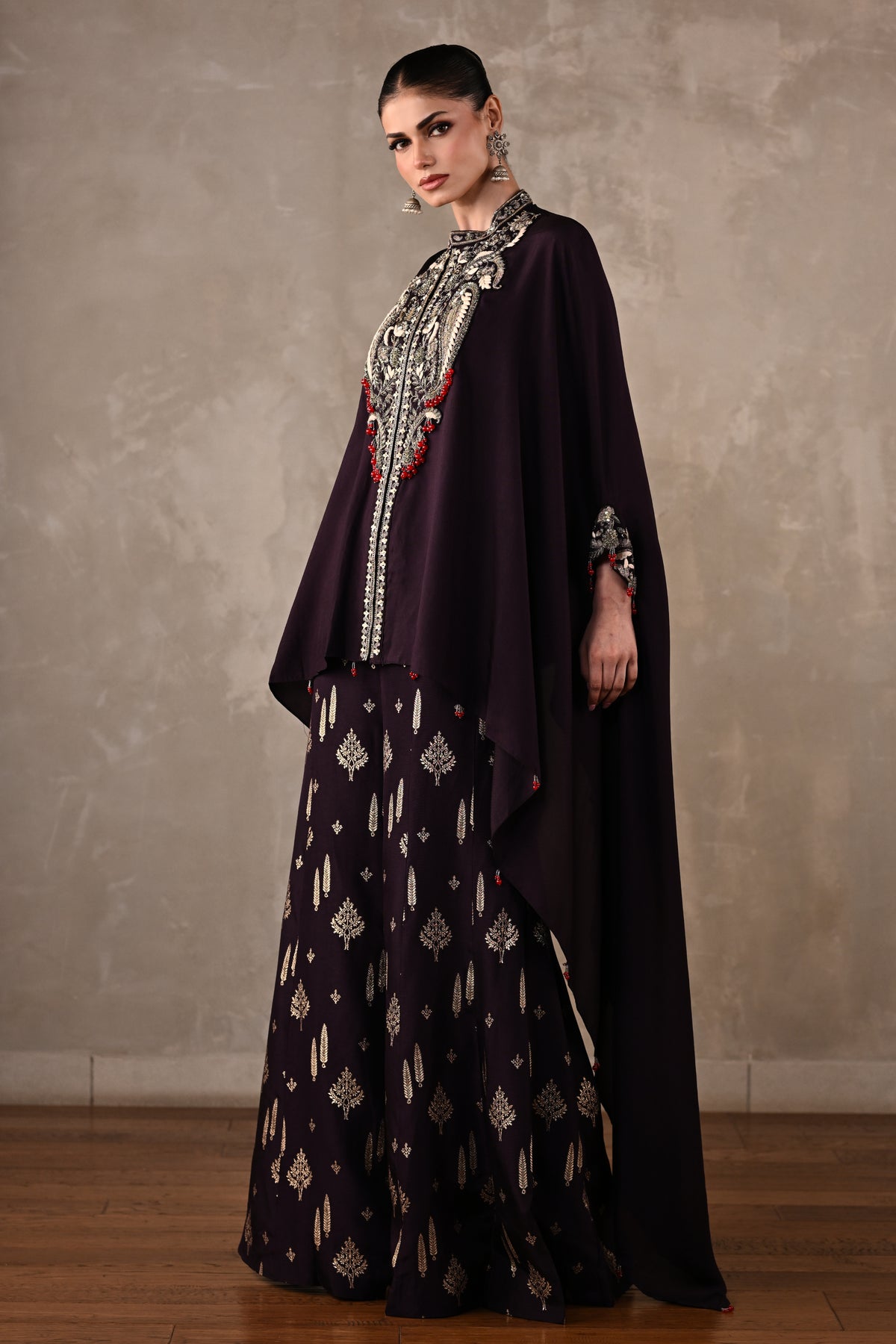 Regal Cape-Style Silk Co-Ord Set
