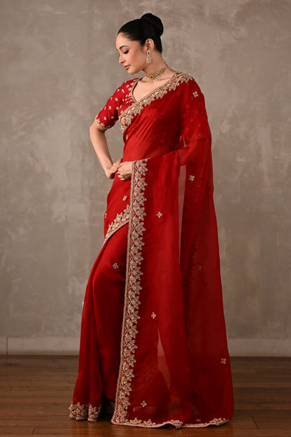 Organza Saree with Embroidered Blouse