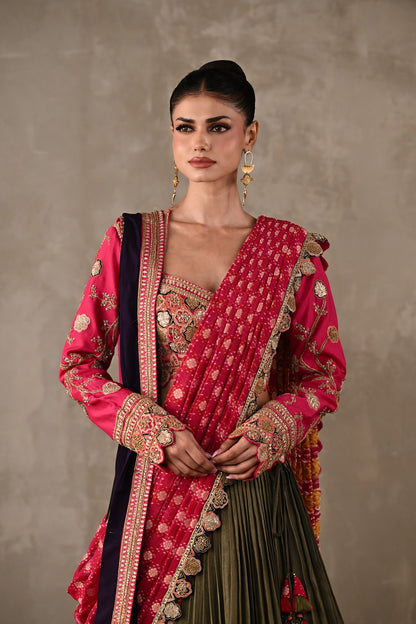 Heirloom Double Dupatta Pleated Lehenga Set
