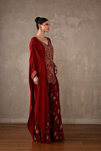 Embroidered Top & Banarasi Pants Ensemble