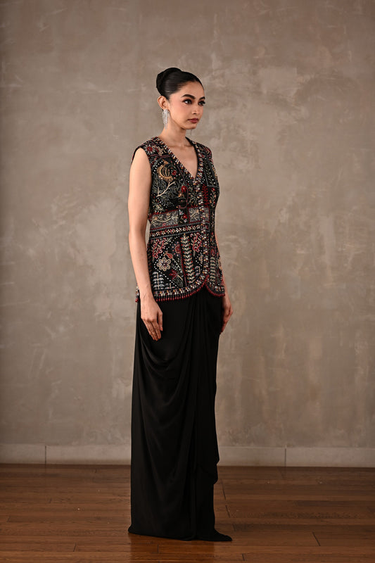 Multicolour Floral Embroidered Drape Set