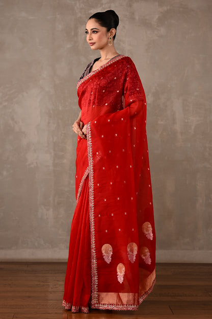 Silk Saree with Embroidered Blouse