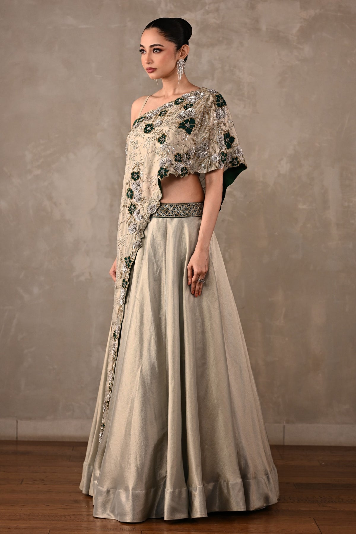 Floral On-Shoulder Lehenga Set