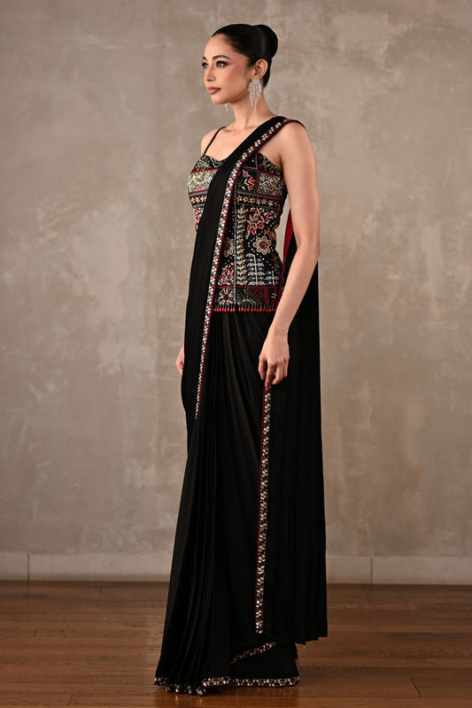 Midnight Heirloom Drape Saree Set