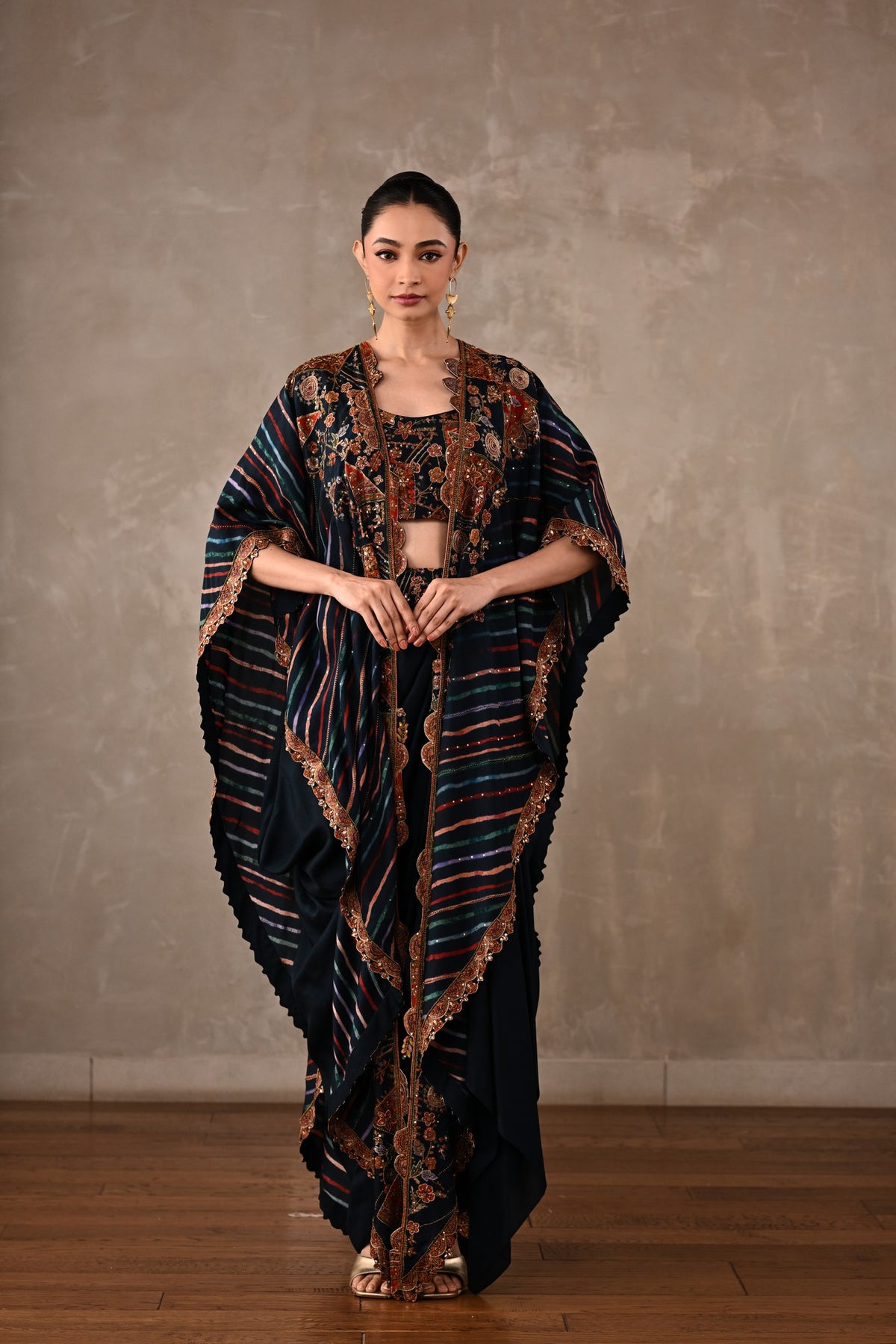 Printed Zardosi Cape Skirt Set
