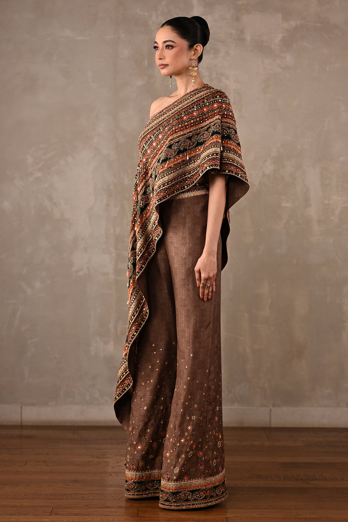 Embellished One-Shoulder Co-ord Set