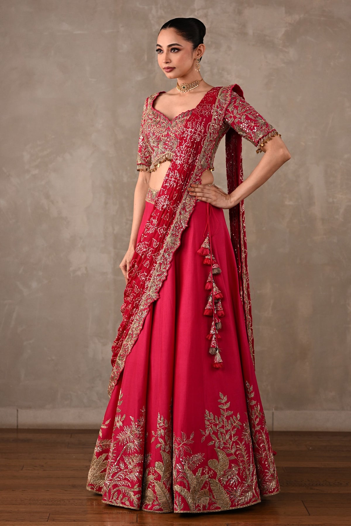 Embellished Drape Lehenga Set