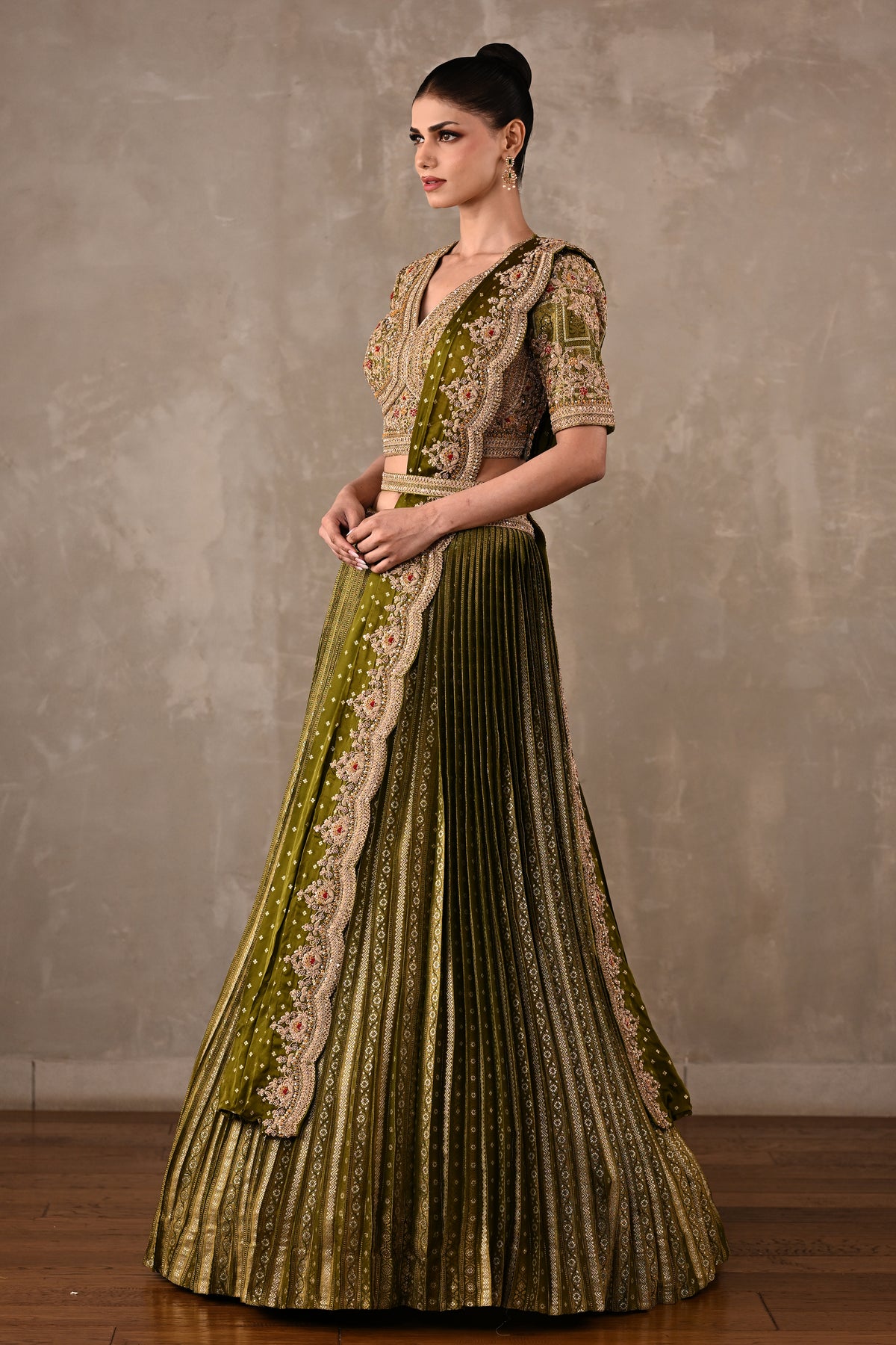 Regalia Pleated Brocade Lehenga Set
