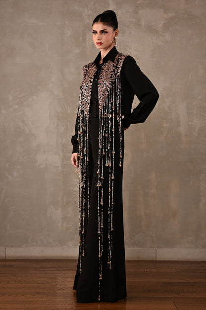Fringe Embroidered Shirt Co-ord Set