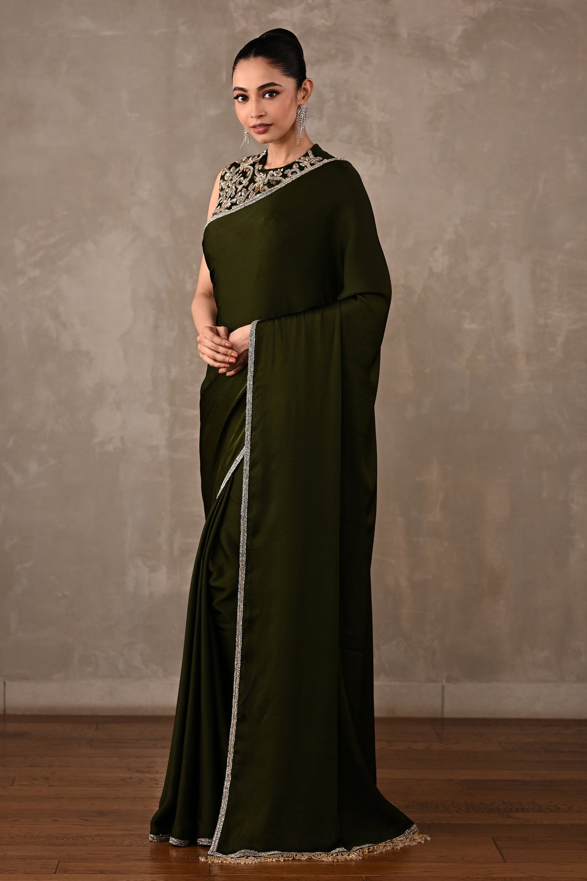 Embroidered Georgette Saree Set