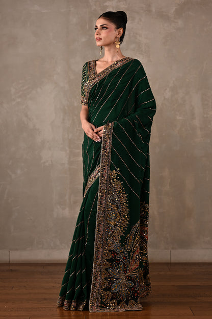 Printed Silk Saree with Embroidered Blouse