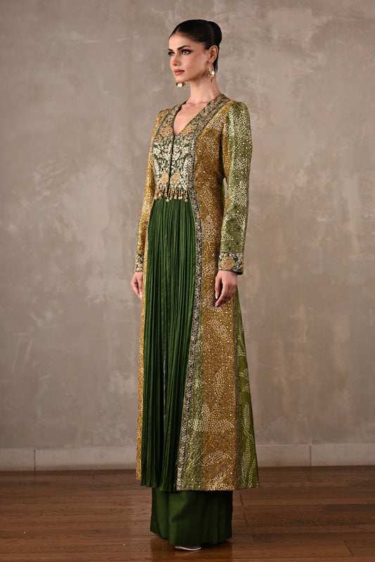 Embroidered Silk Panelled Co-ord Set