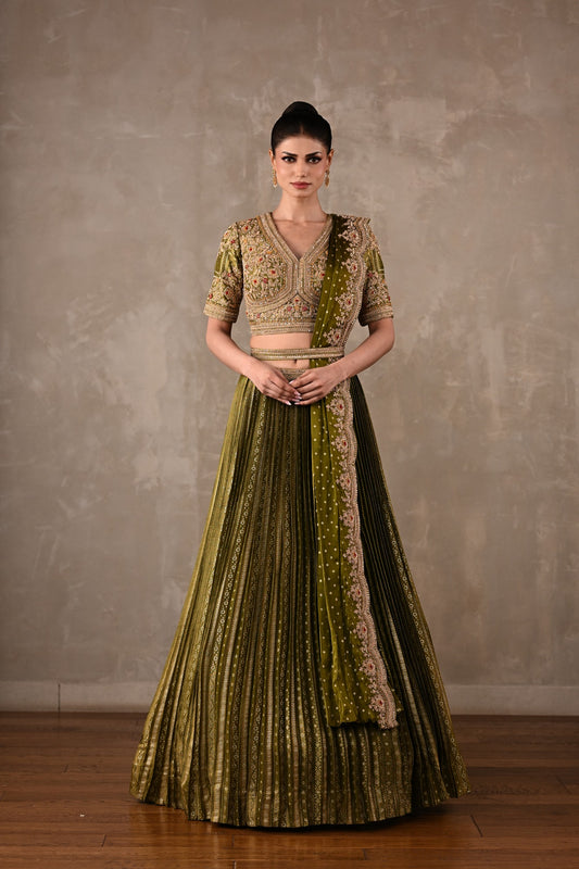 Regalia Pleated Brocade Lehenga Set