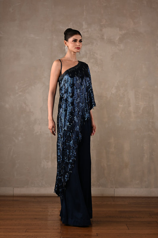 Embellished One-Shoulder Co-ord Set