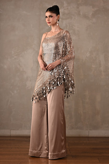 Mirror Fringe One-Shoulder Co-ord Set