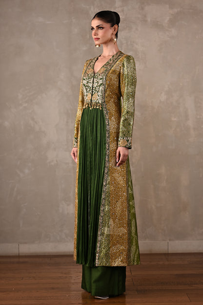 Embroidered Silk Panelled Co-ord Set