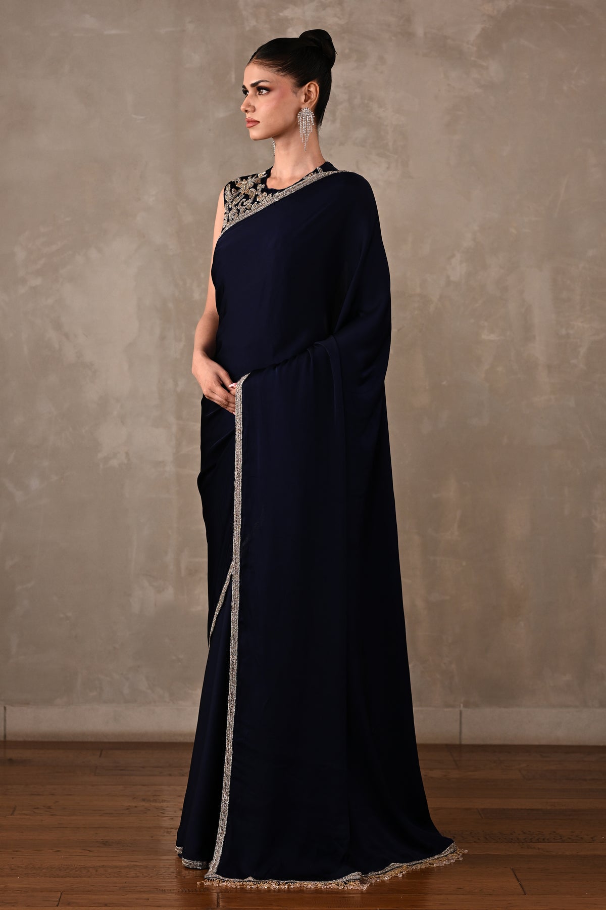 Embroidered Georgette Saree Set