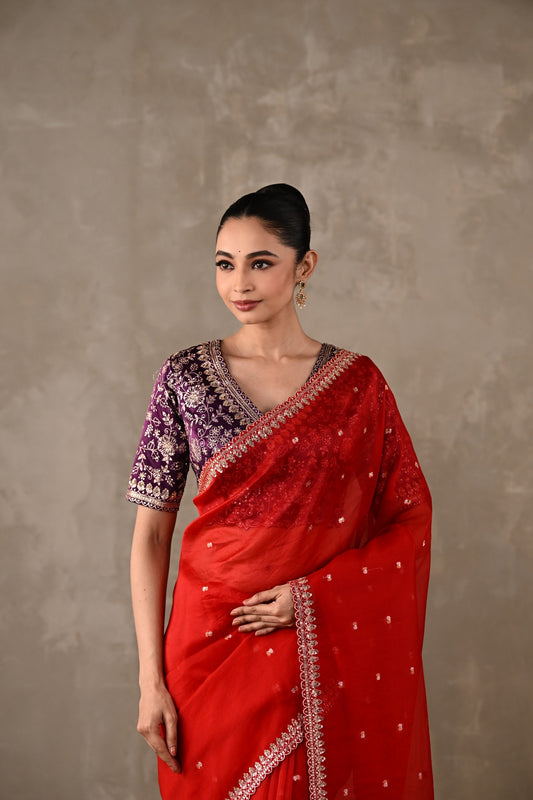 Silk Saree with Embroidered Blouse